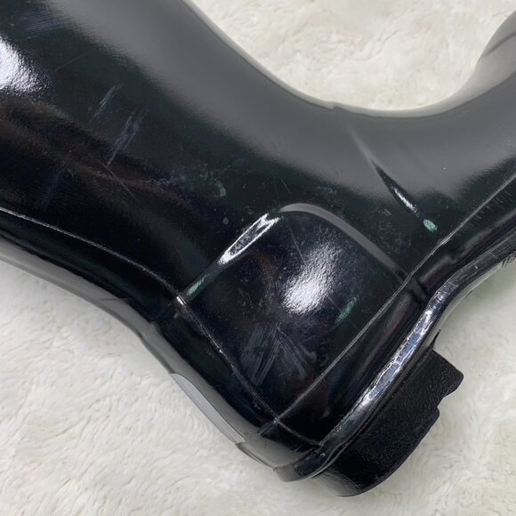 Hunter Kids Girl Boy Black Reflective Glossy Rubber Tall Rain Boots Size 5B / 6G - Picture 8 of 16